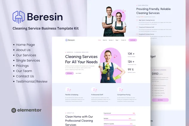 Beresin - Modern Cleaning Service Business Elementor Kit