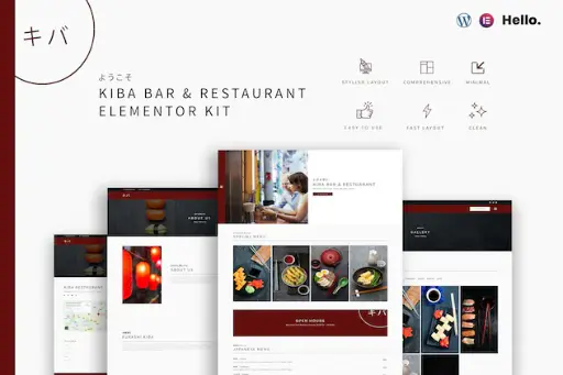 Kiba Bar - Restaurant - Elementor Kit