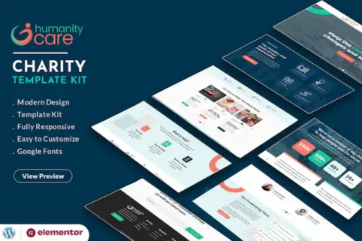 Humanity Care - Nonprofit Charity - Donation Elementor Template